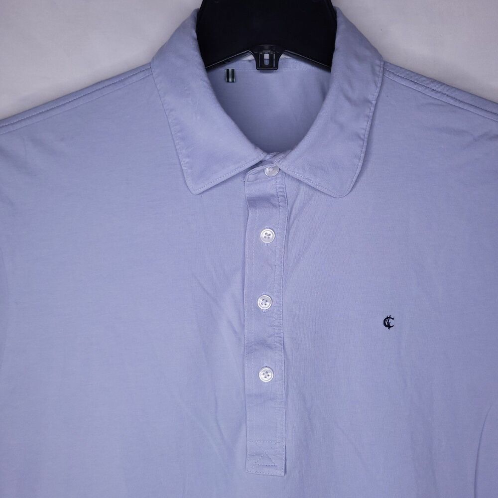 Criquet Polo Shirt Mens Large Light Blue Slim Fit Pima Cotton